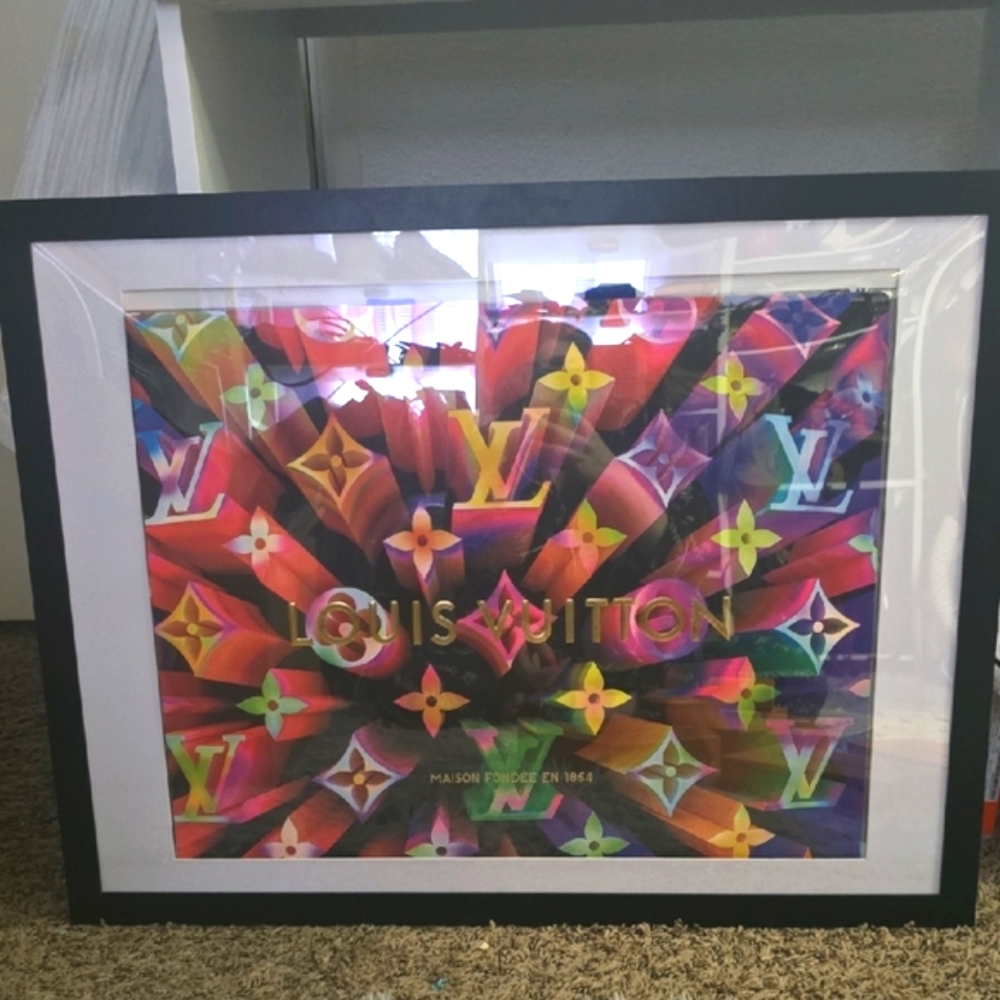 Louis Vuitton Multicolor Burst Art Print Huge XL Shopping Bag In Frame (EUC)🖤✨️